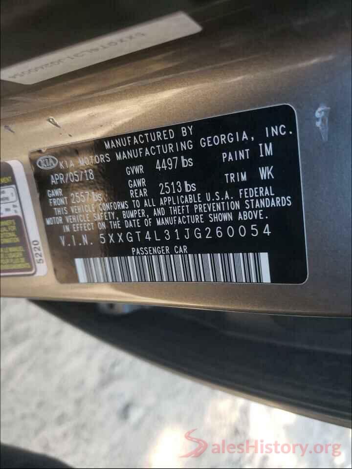 5XXGT4L31JG260054 2018 KIA OPTIMA