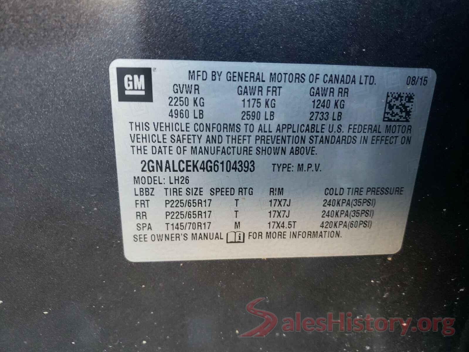 2GNALCEK4G6104393 2016 CHEVROLET EQUINOX