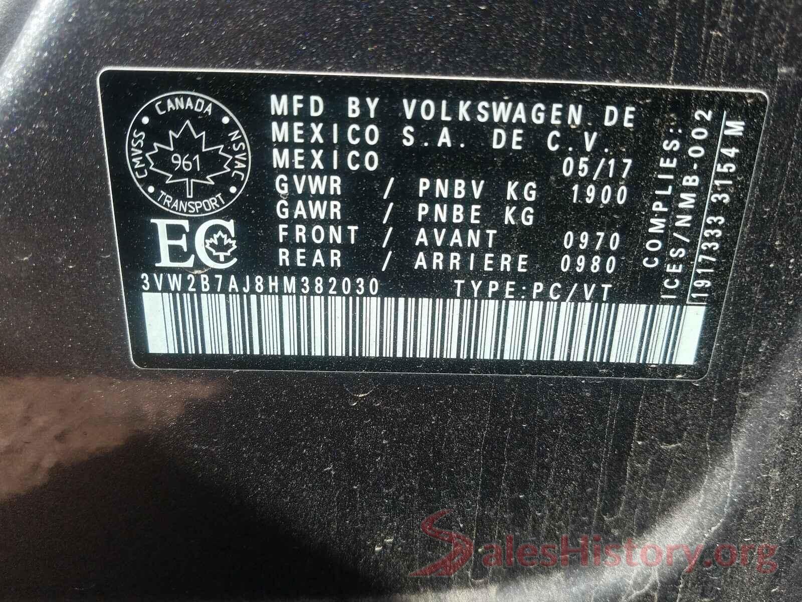 3VW2B7AJ8HM382030 2017 VOLKSWAGEN JETTA