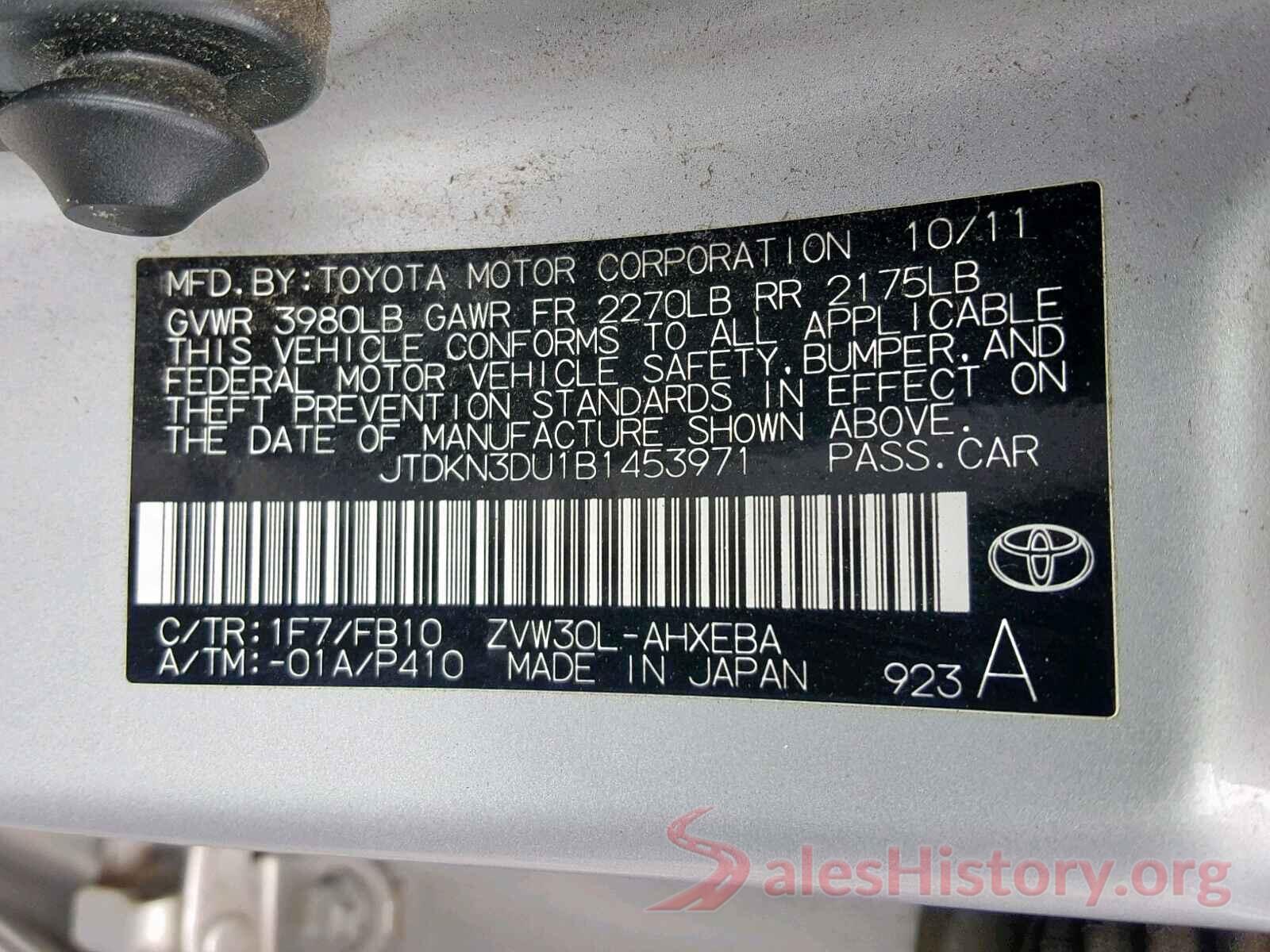 JTDKN3DU1B1453971 2011 TOYOTA PRIUS