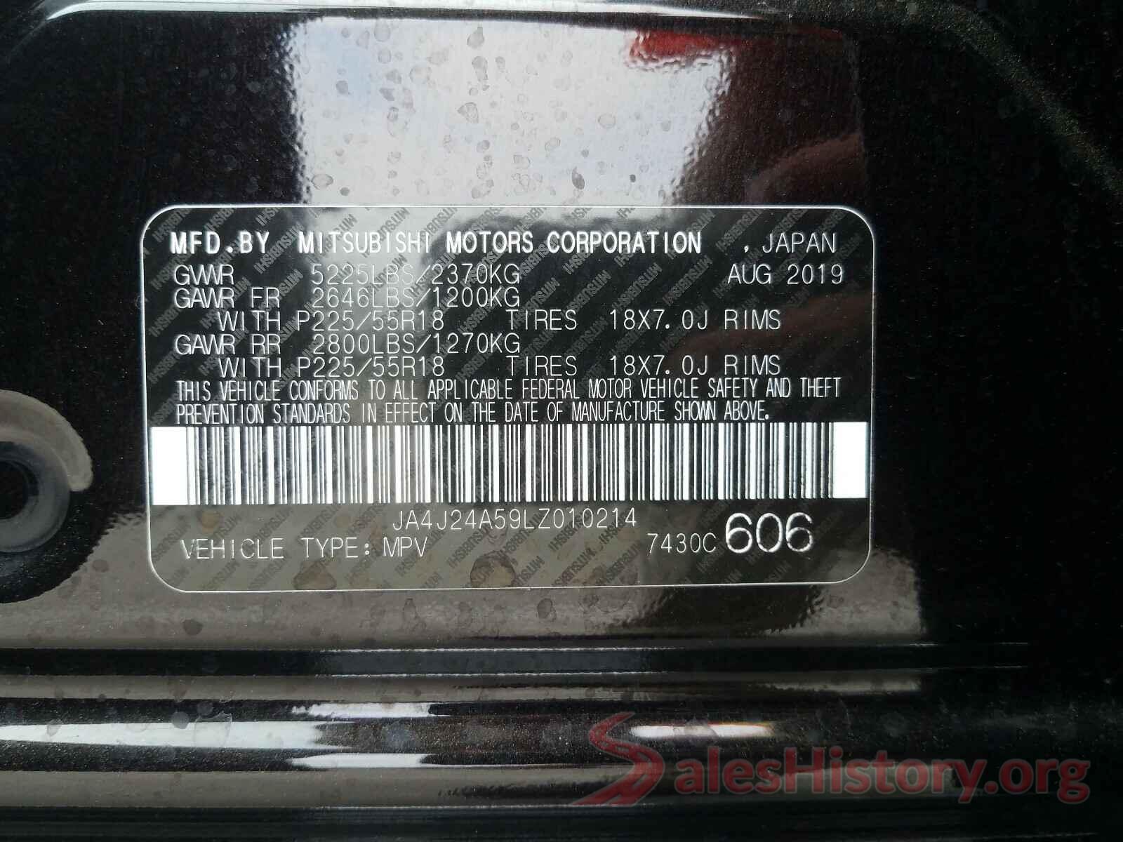 JA4J24A59LZ010214 2020 MITSUBISHI OUTLANDER