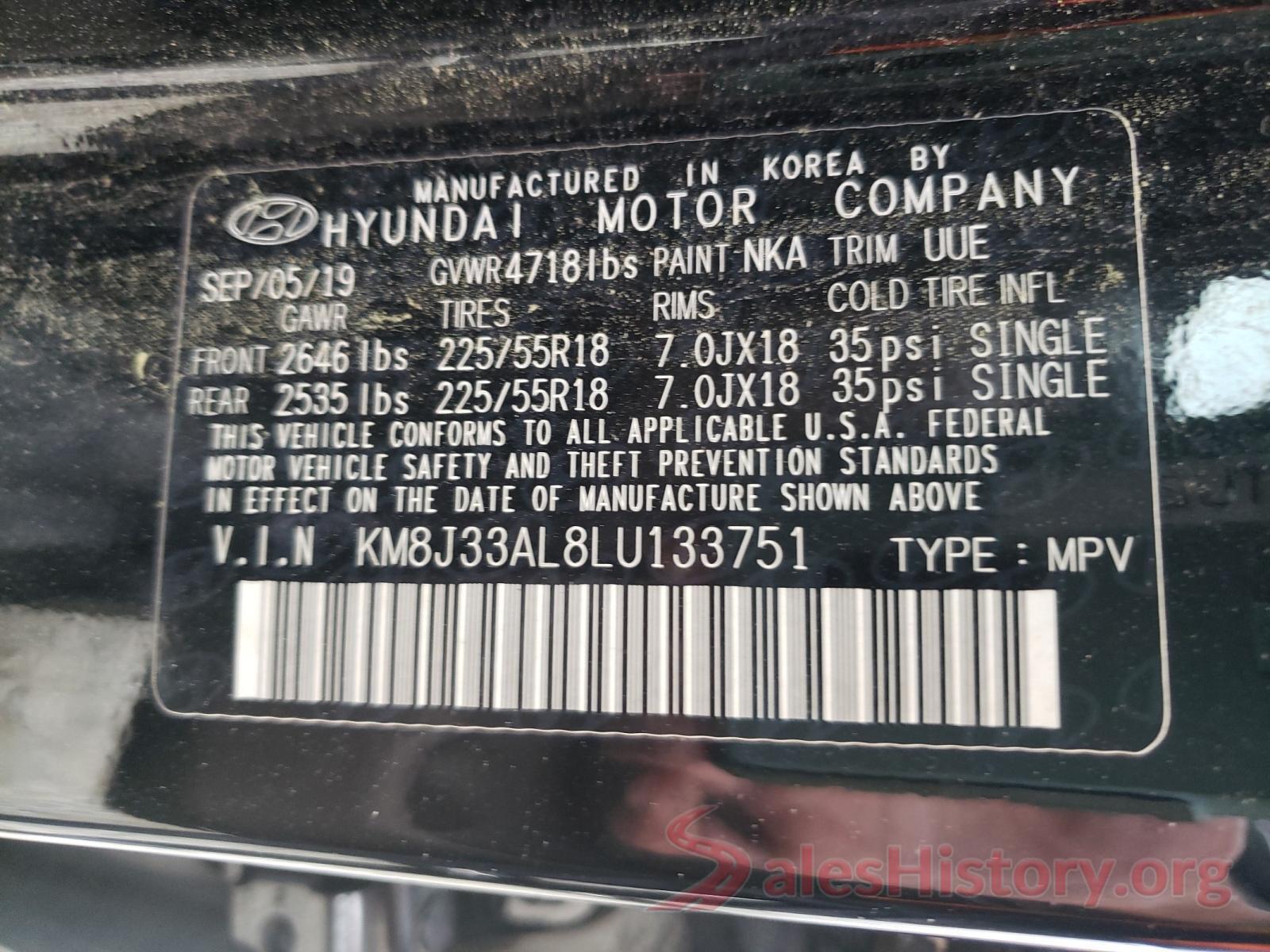 KM8J33AL8LU133751 2020 HYUNDAI TUCSON