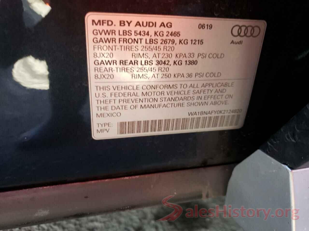 WA1BNAFY0K2124820 2019 AUDI Q5