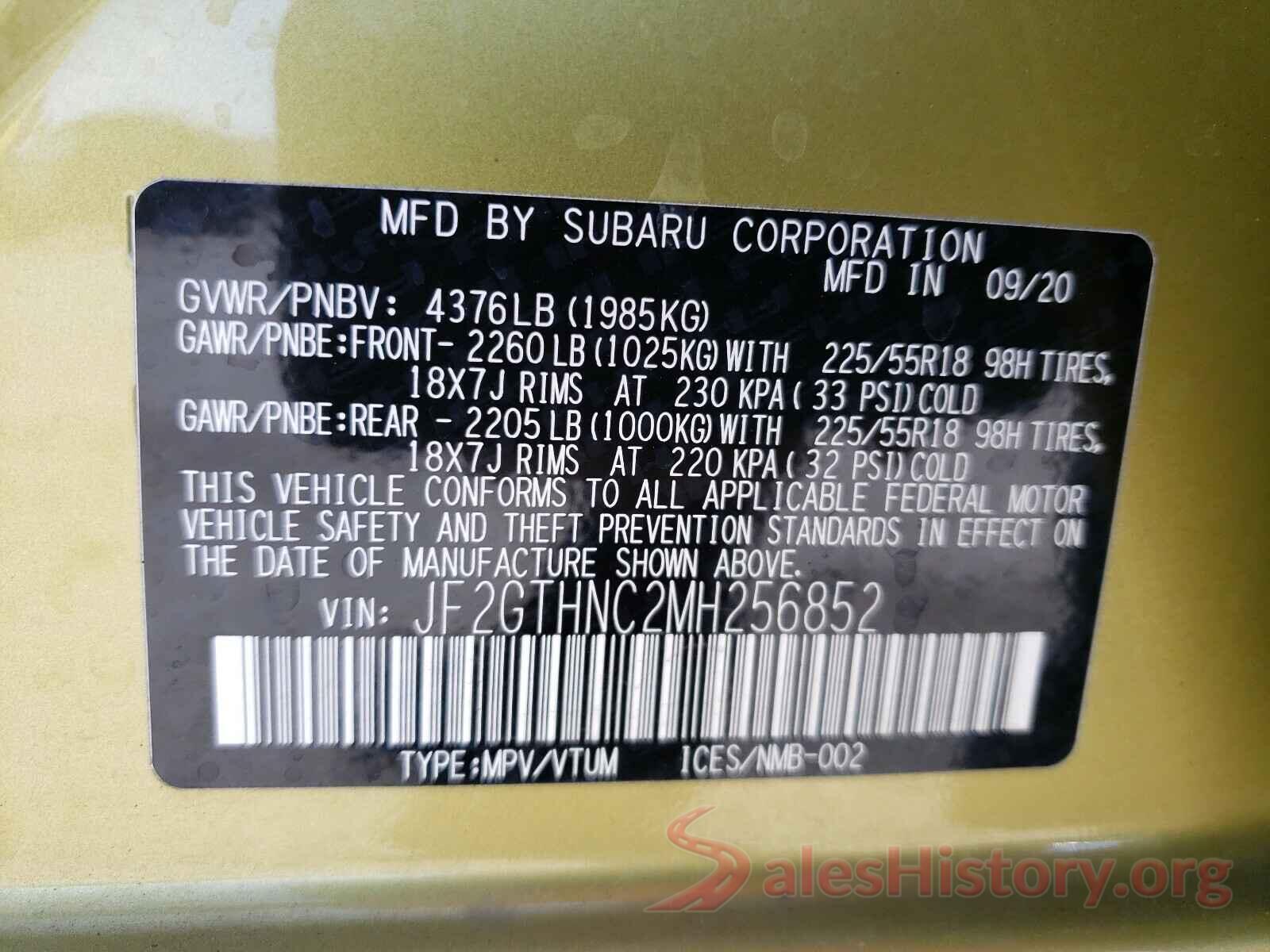 JF2GTHNC2MH256852 2021 SUBARU CROSSTREK