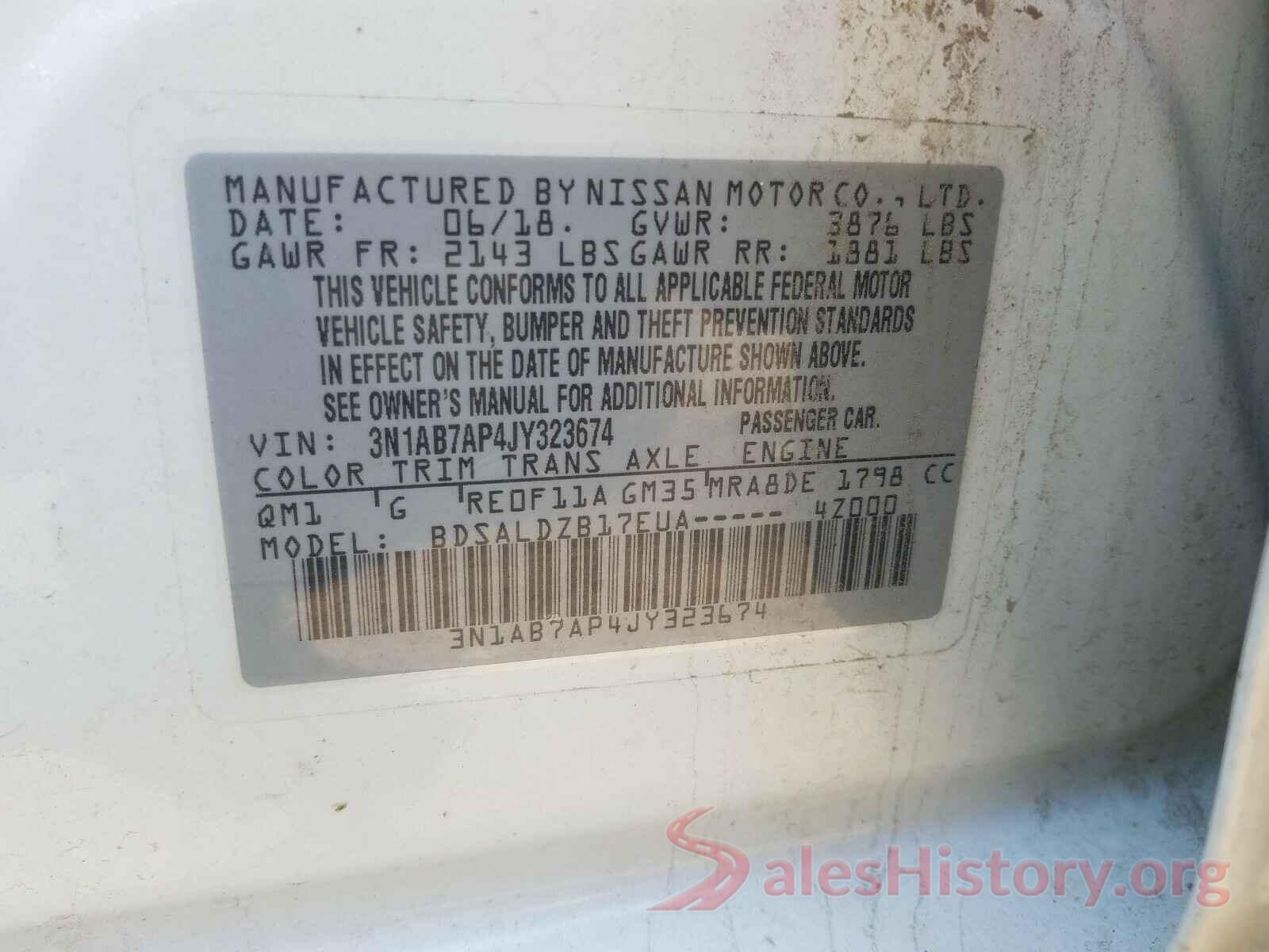 3N1AB7AP4JY323674 2018 NISSAN SENTRA