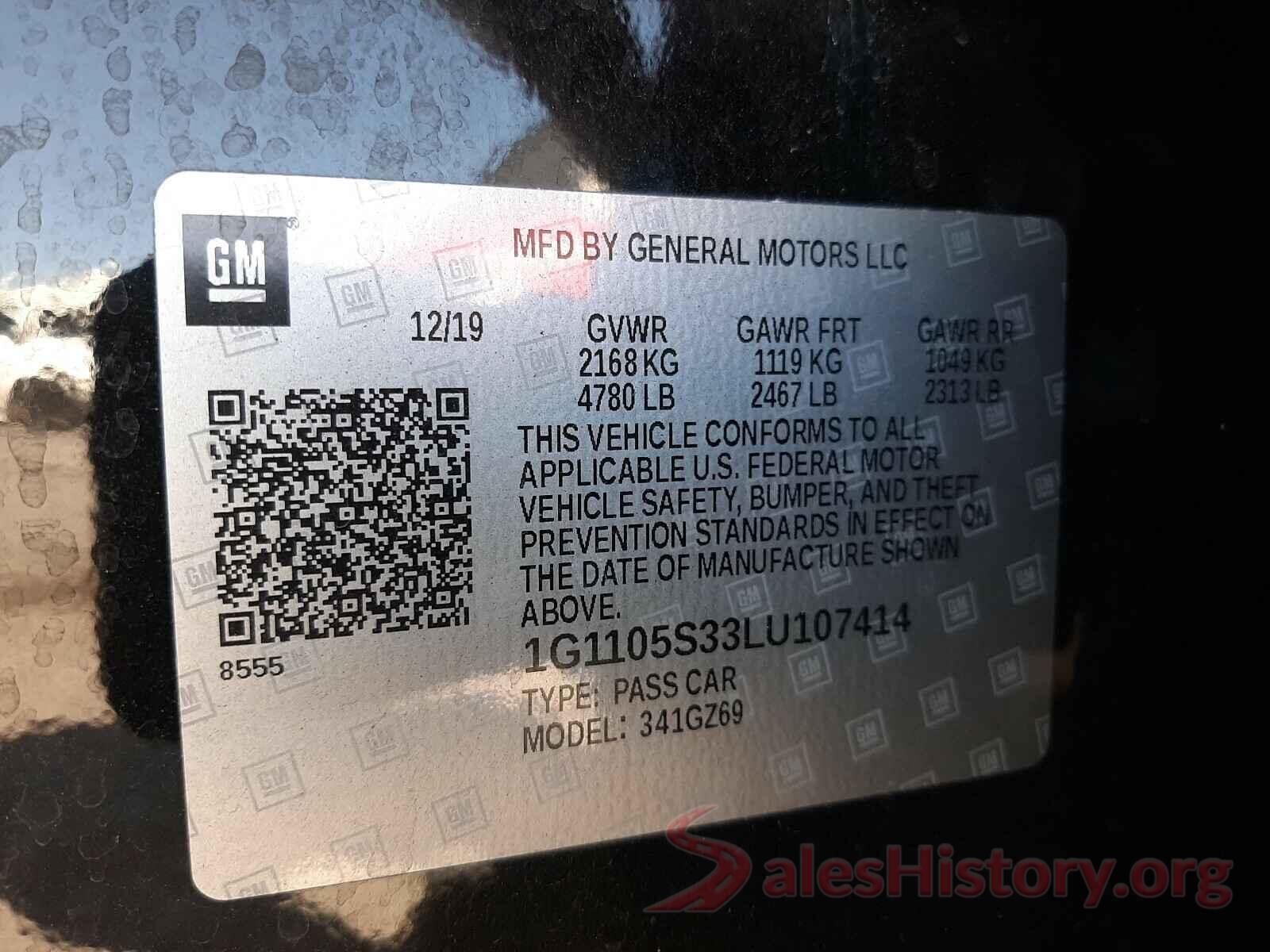 1G1105S33LU107414 2020 CHEVROLET IMPALA