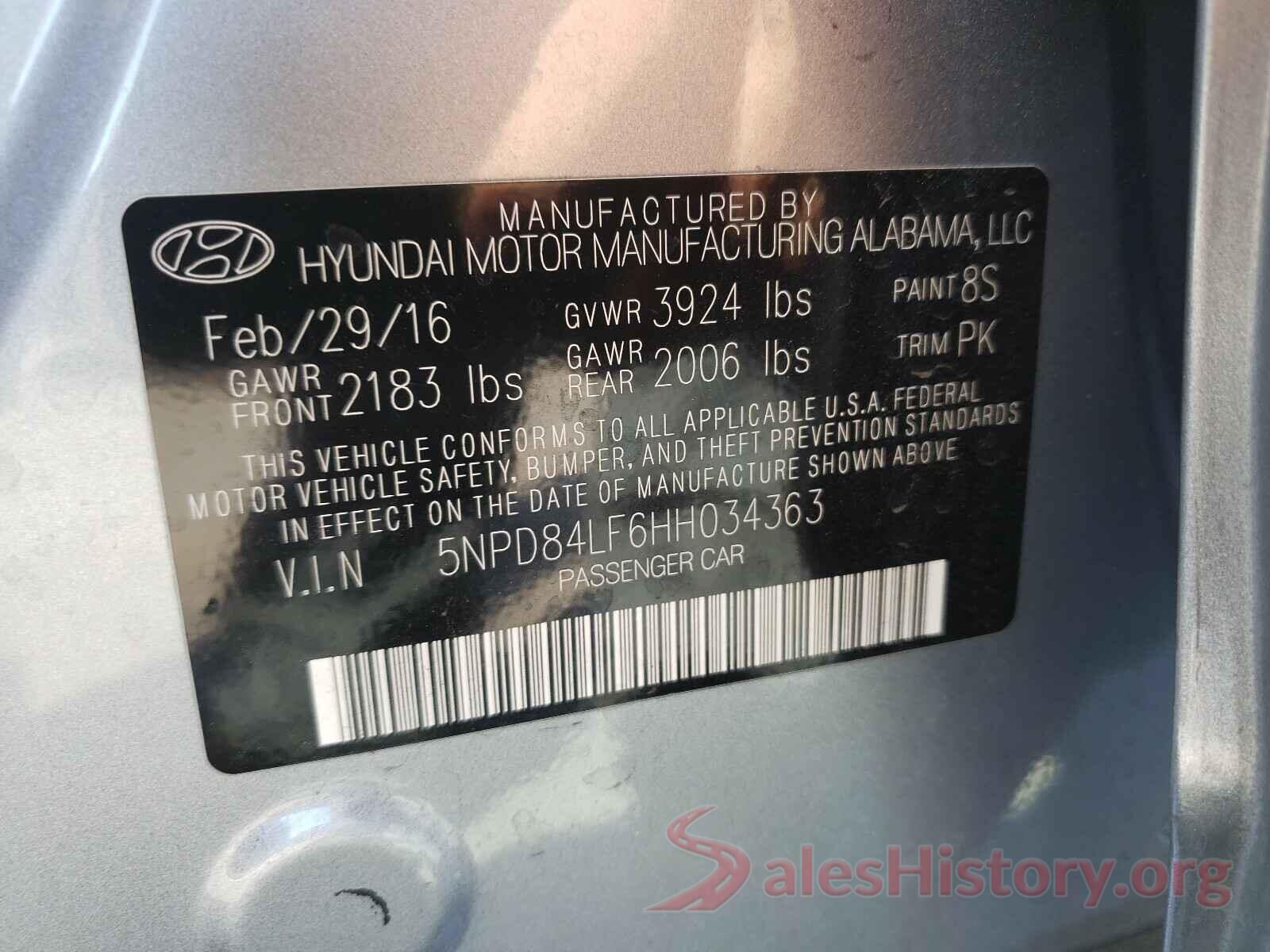 5NPD84LF6HH034363 2017 HYUNDAI ELANTRA