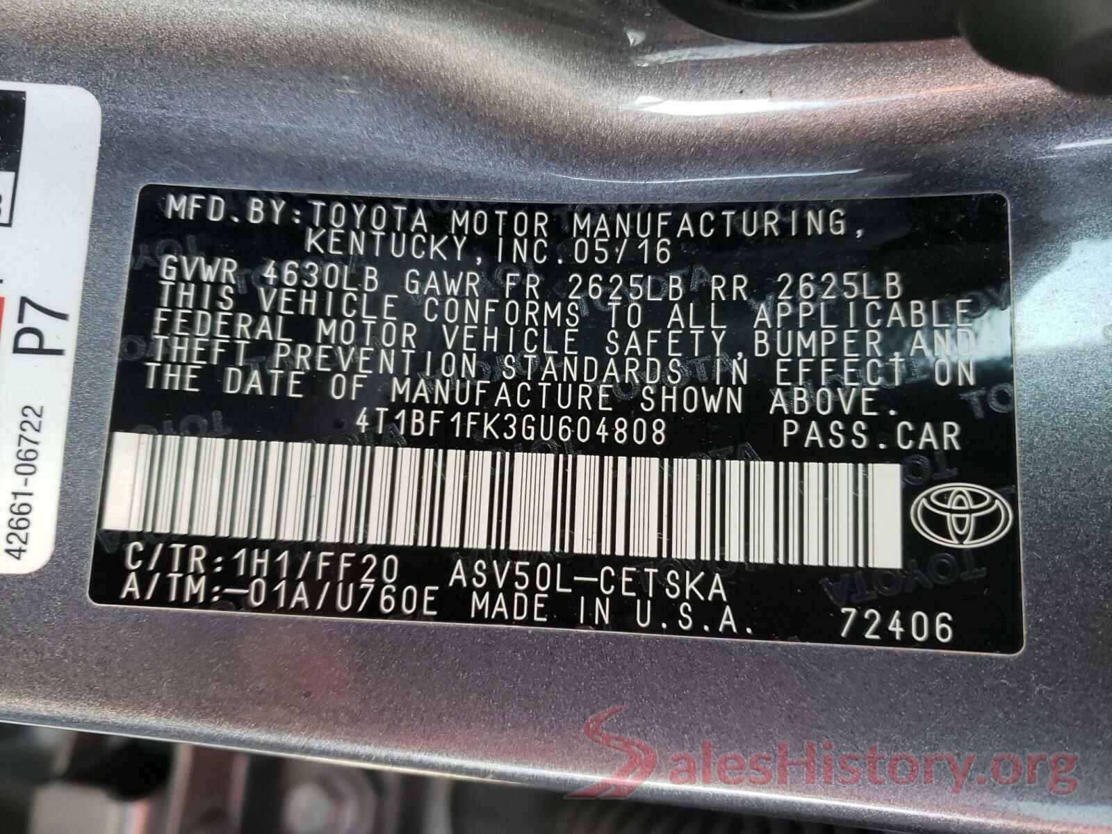 4T1BF1FK3GU604808 2016 TOYOTA CAMRY