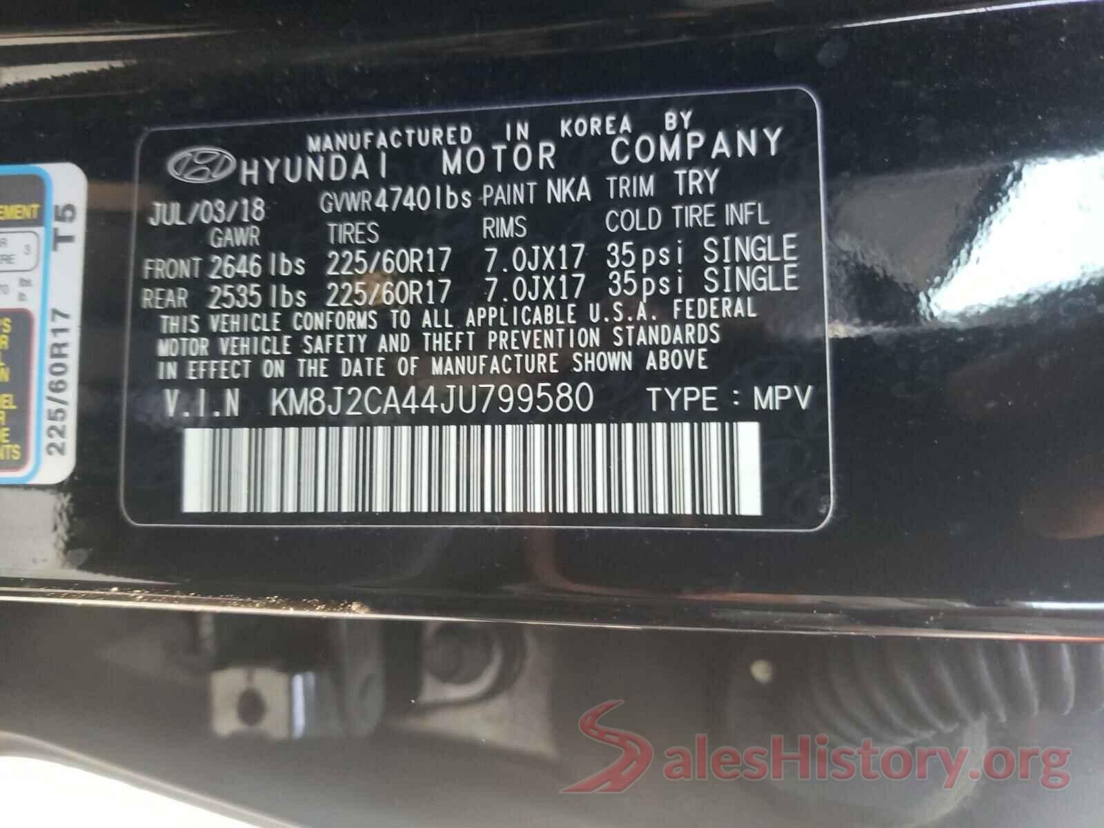 KM8J2CA44JU799580 2018 HYUNDAI TUCSON