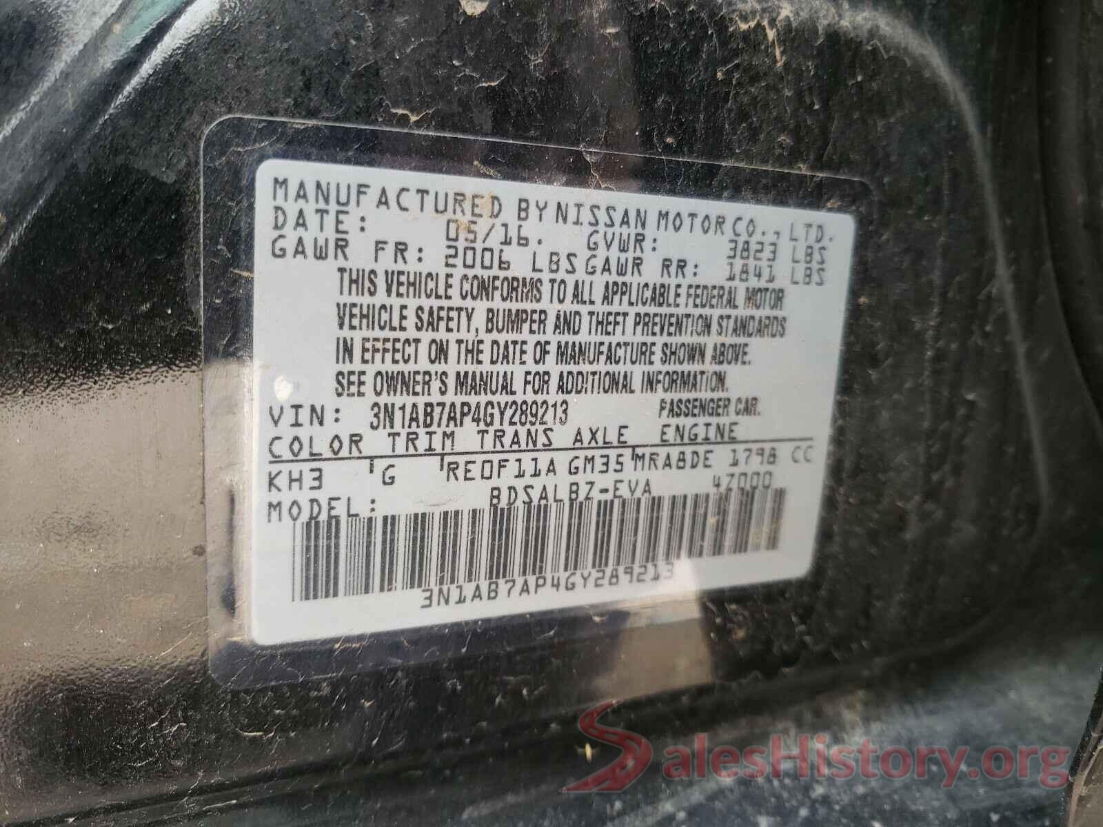 3N1AB7AP4GY289213 2016 NISSAN SENTRA