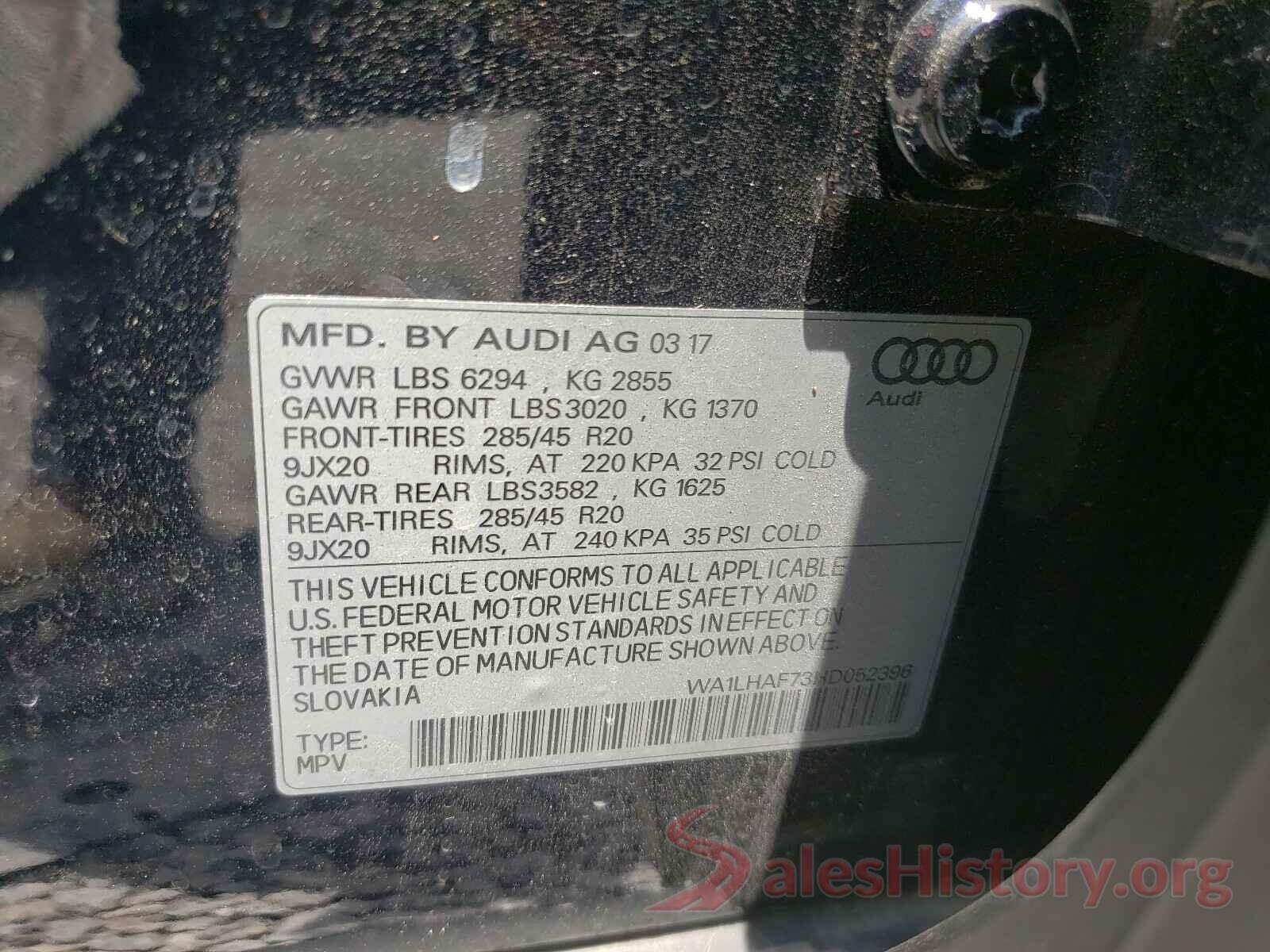 WA1LHAF73HD052396 2017 AUDI Q7