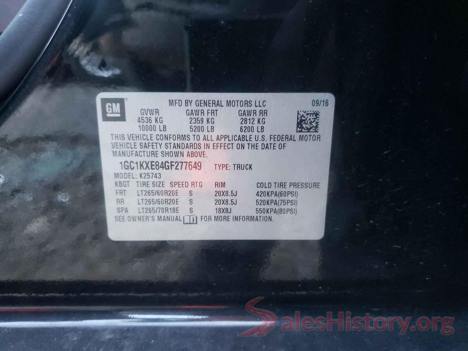 1GC1KXE84GF277649 2016 CHEVROLET SILVERADO