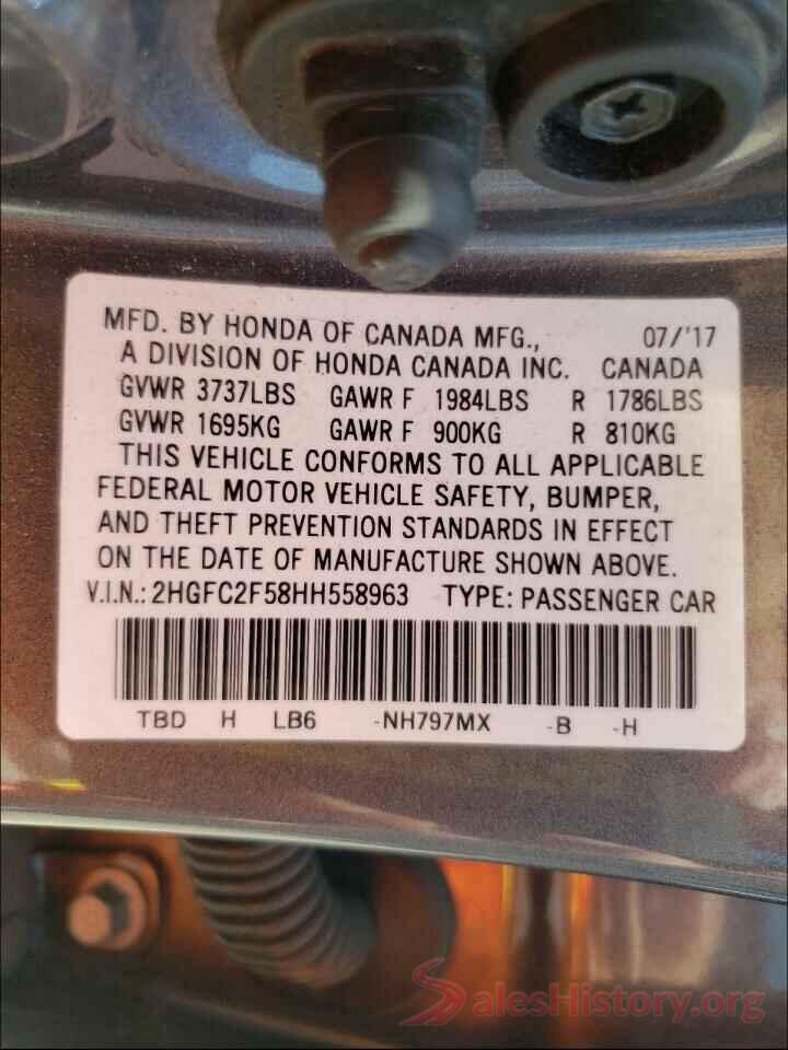 2HGFC2F58HH558963 2017 HONDA CIVIC