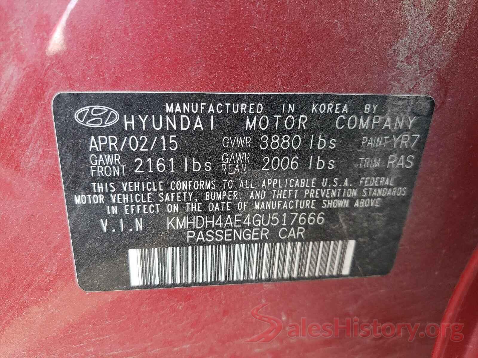 KMHDH4AE4GU517666 2016 HYUNDAI ELANTRA