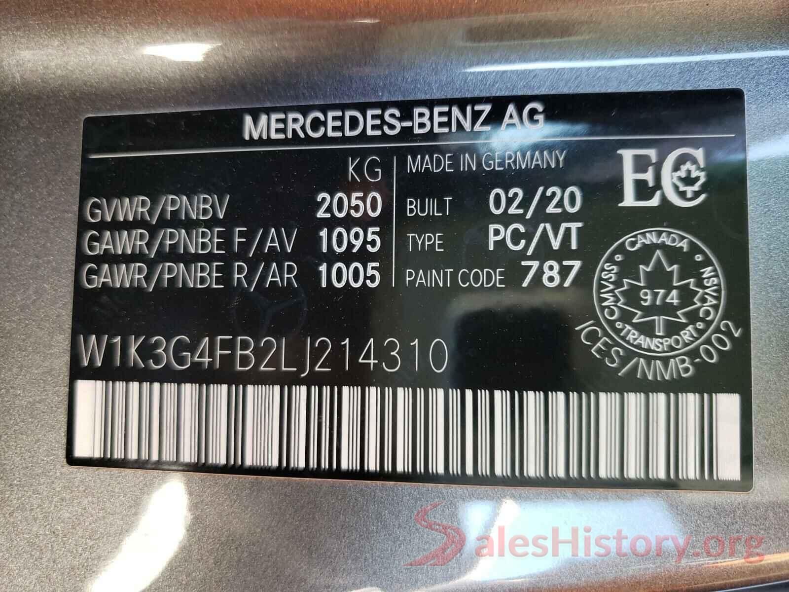 W1K3G4FB2LJ214310 2020 MERCEDES-BENZ ALL OTHER