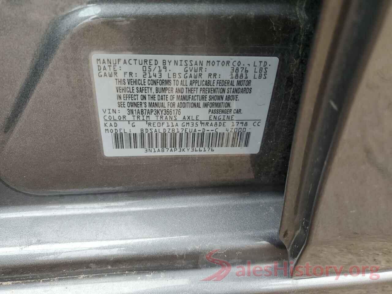 3N1AB7AP3KY366176 2019 NISSAN SENTRA