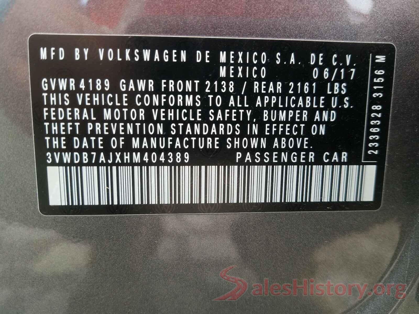 3VWDB7AJXHM404389 2017 VOLKSWAGEN JETTA