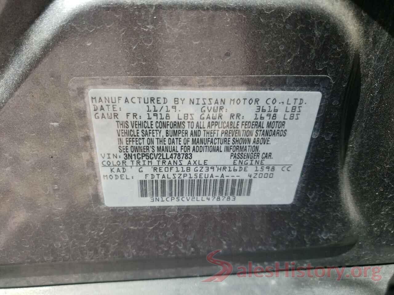 3N1CP5CV2LL478783 2020 NISSAN KICKS