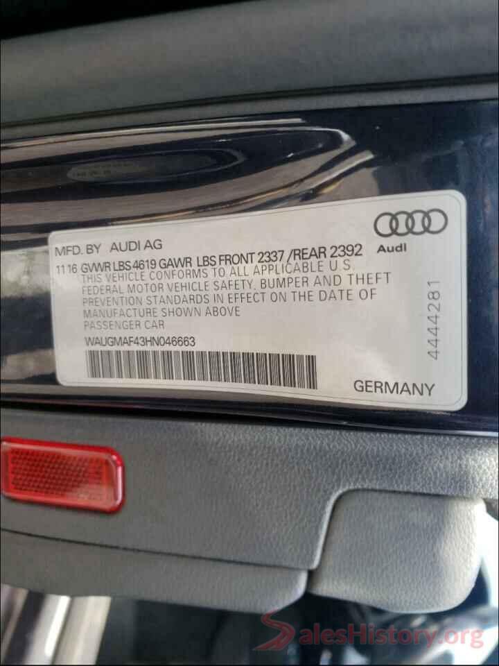 WAUGMAF43HN046663 2017 AUDI A4