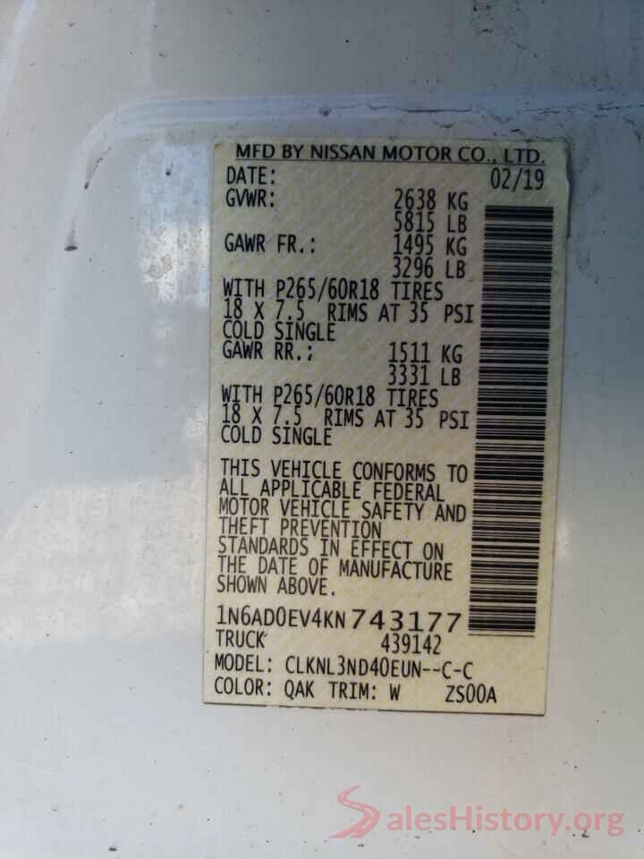 1N6AD0EV4KN743177 2019 NISSAN FRONTIER