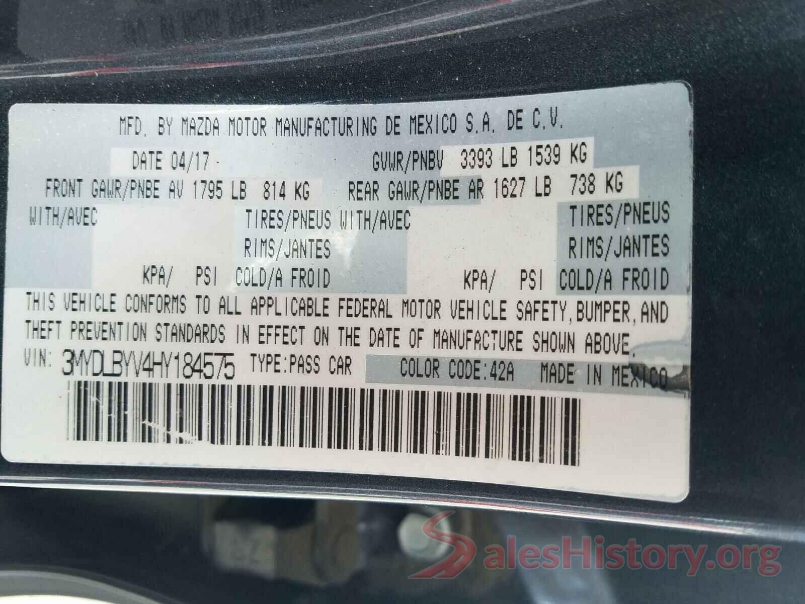 3MYDLBYV4HY184575 2017 TOYOTA YARIS