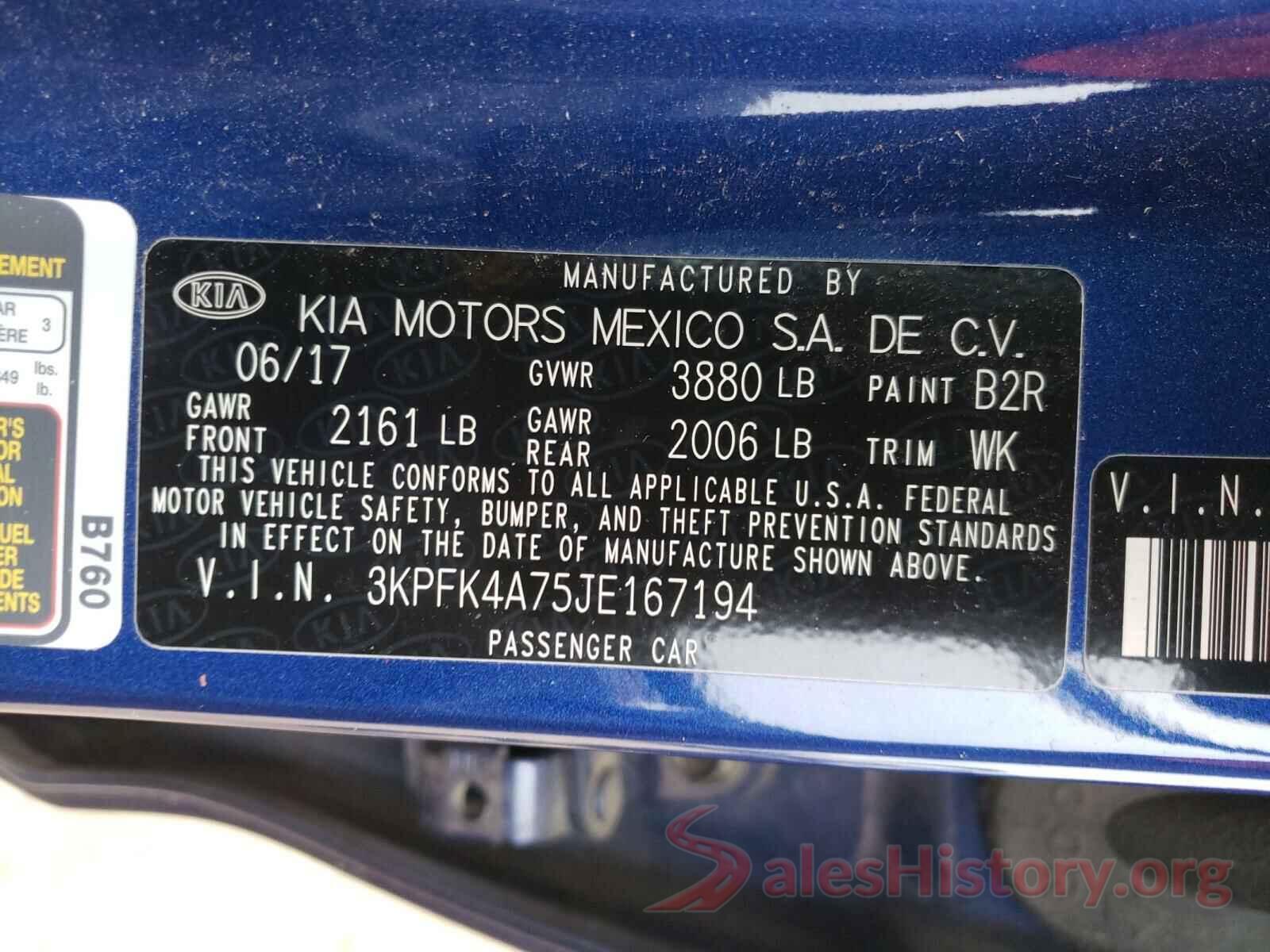 3KPFK4A75JE167194 2018 KIA FORTE