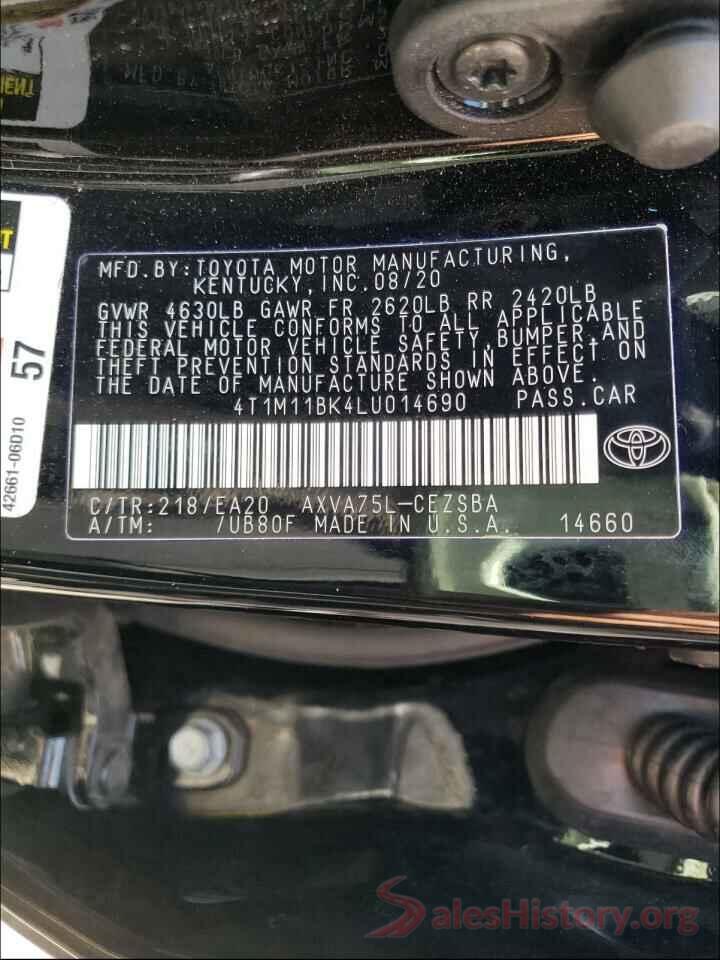 4T1M11BK4LU014690 2020 TOYOTA CAMRY