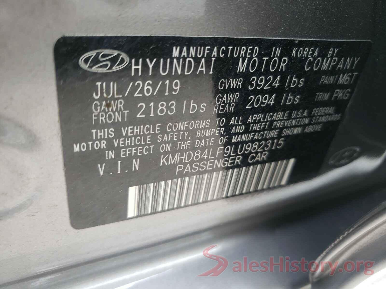 KMHD84LF9LU982315 2020 HYUNDAI ELANTRA