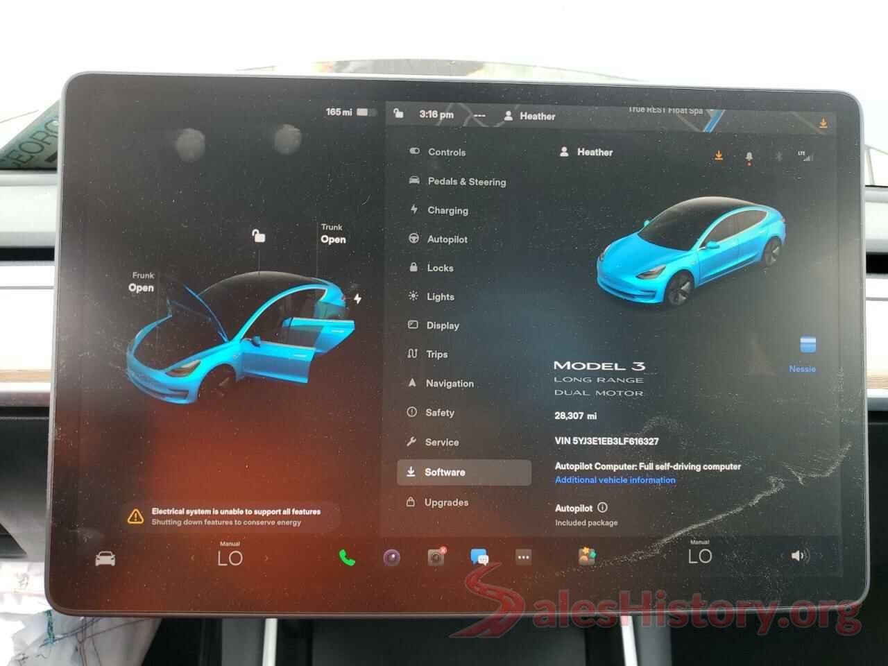 5YJ3E1EB3LF616327 2020 TESLA MODEL 3