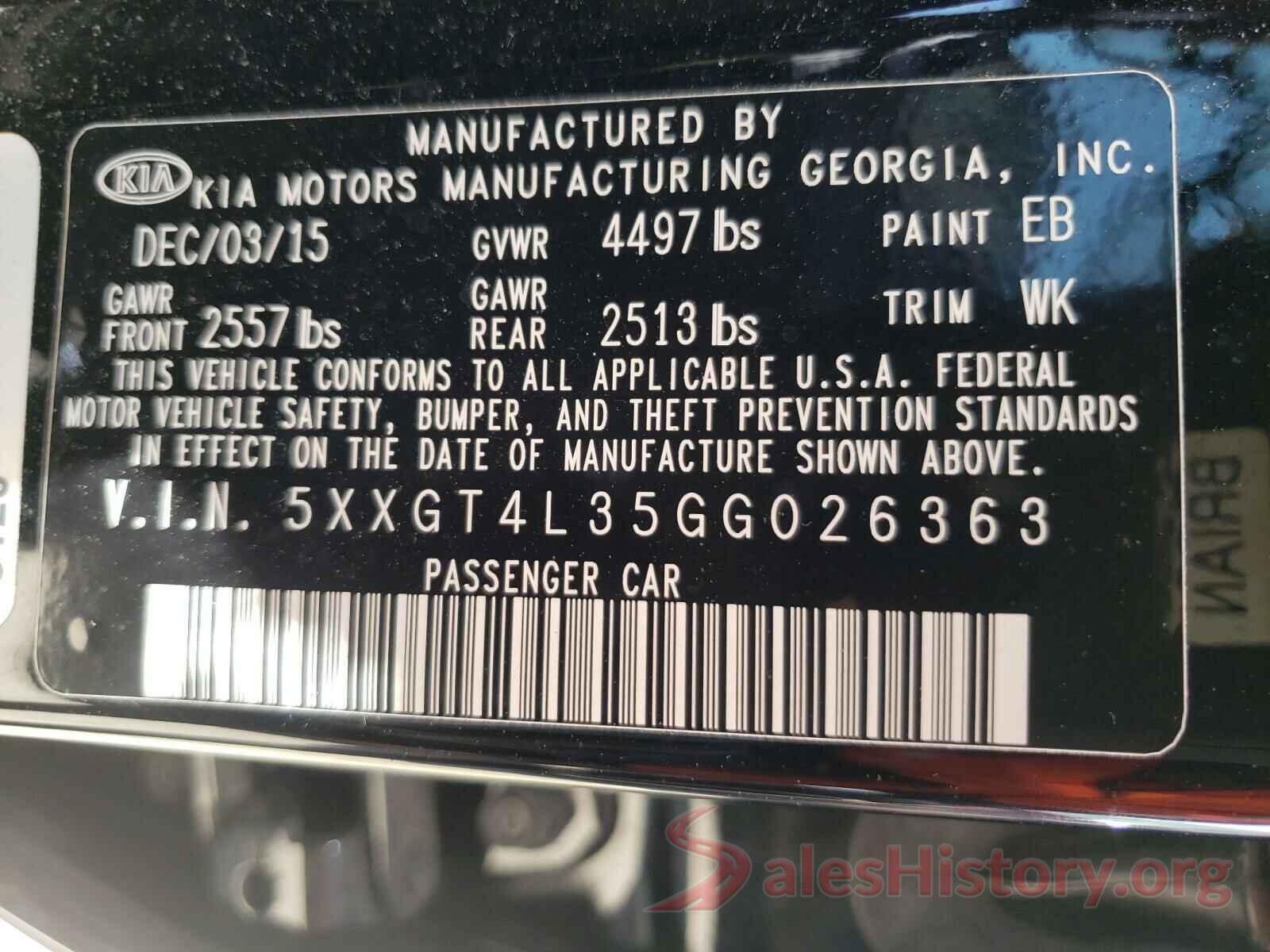 5XXGT4L35GG026363 2016 KIA OPTIMA