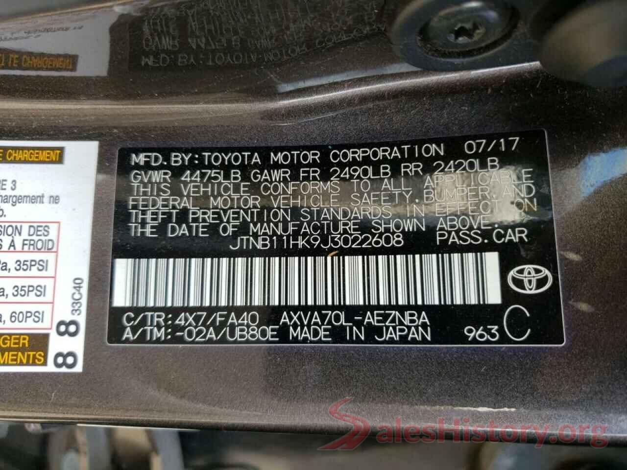 JTNB11HK9J3022608 2018 TOYOTA CAMRY