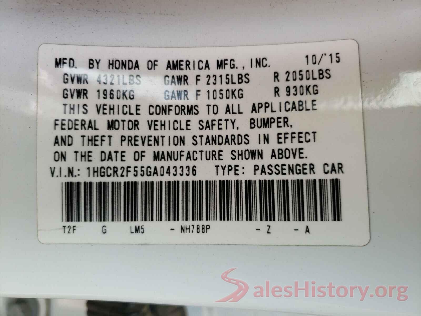 1HGCR2F55GA043336 2016 HONDA ACCORD