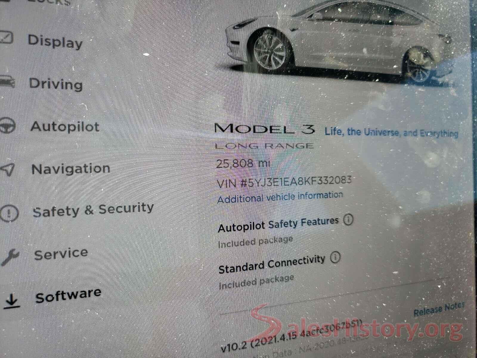 5YJ3E1EA8KF332083 2019 TESLA MODEL 3