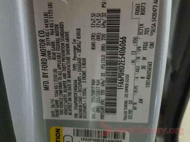 1FA6P0HD2E5406066 2014 FORD FUSION