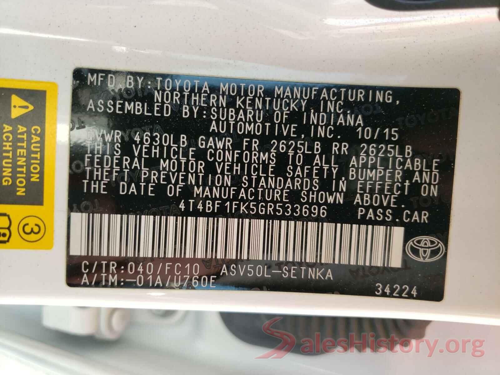 4T4BF1FK5GR533696 2016 TOYOTA CAMRY