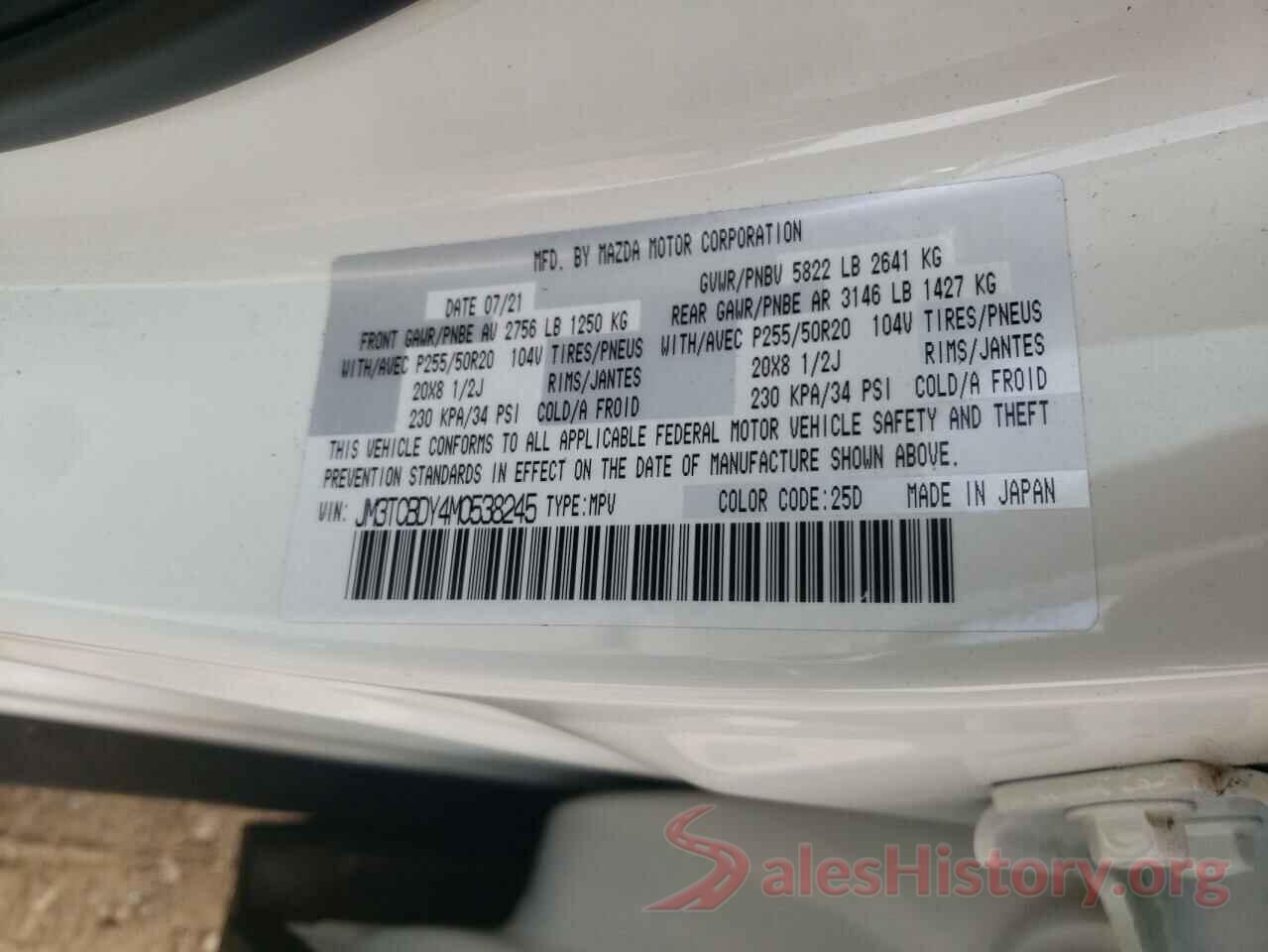 JM3TCBDY4M0538245 2021 MAZDA CX-9