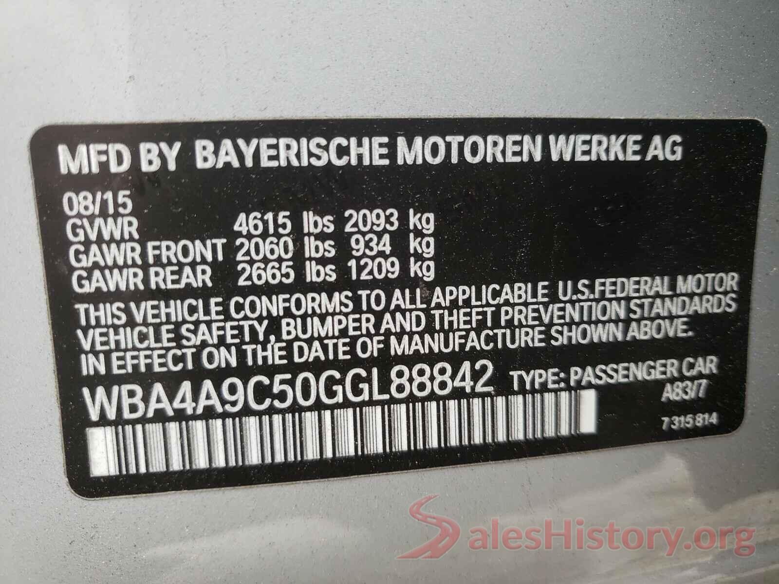 WBA4A9C50GGL88842 2016 BMW 4 SERIES