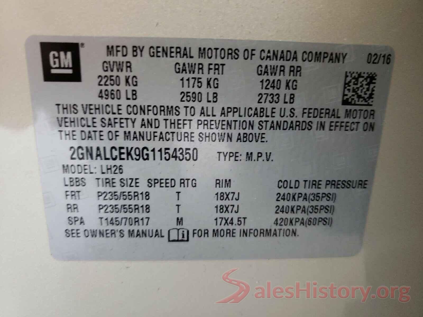 2GNALCEK9G1154350 2016 CHEVROLET EQUINOX