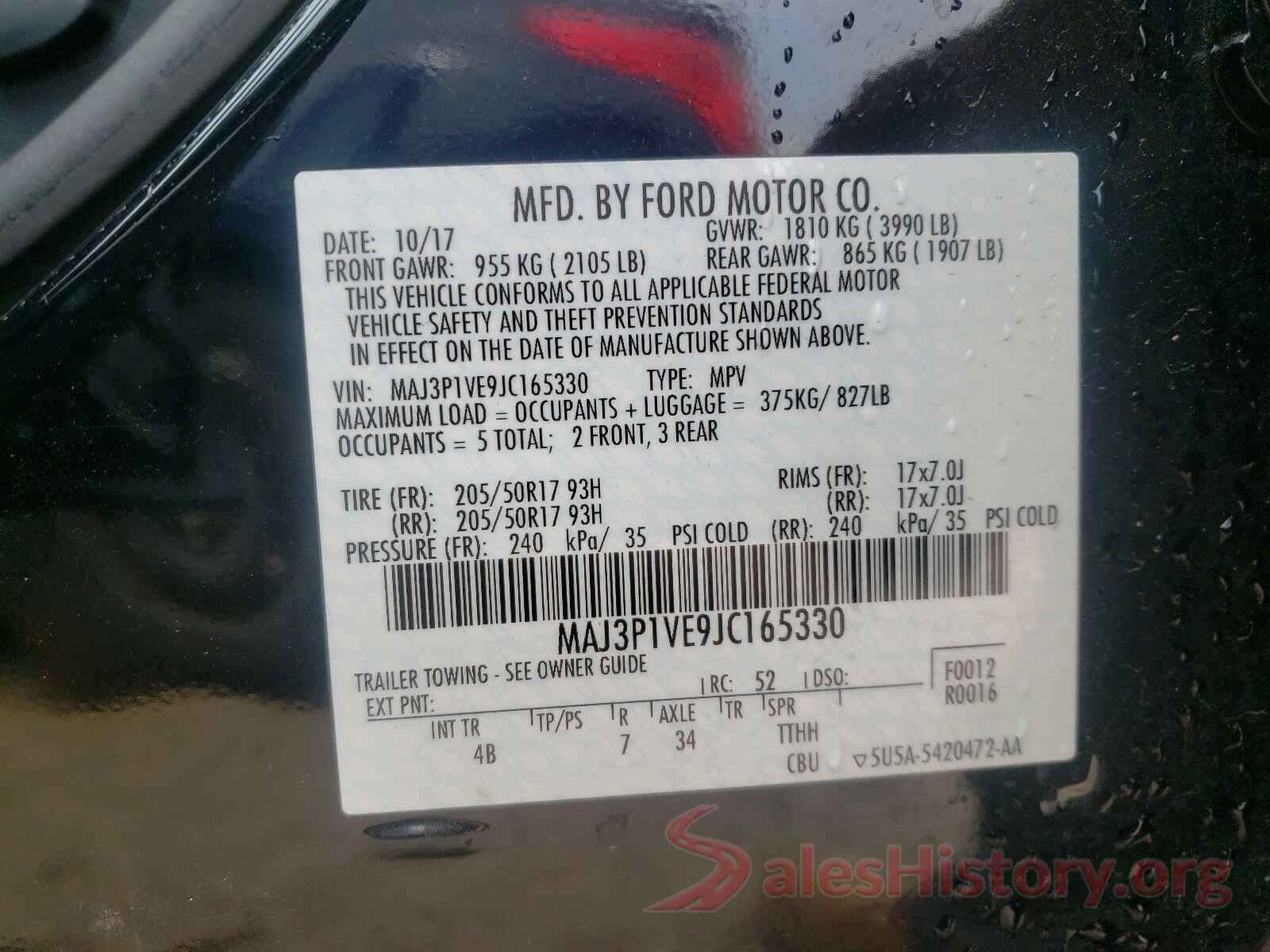 MAJ3P1VE9JC165330 2018 FORD ALL OTHER