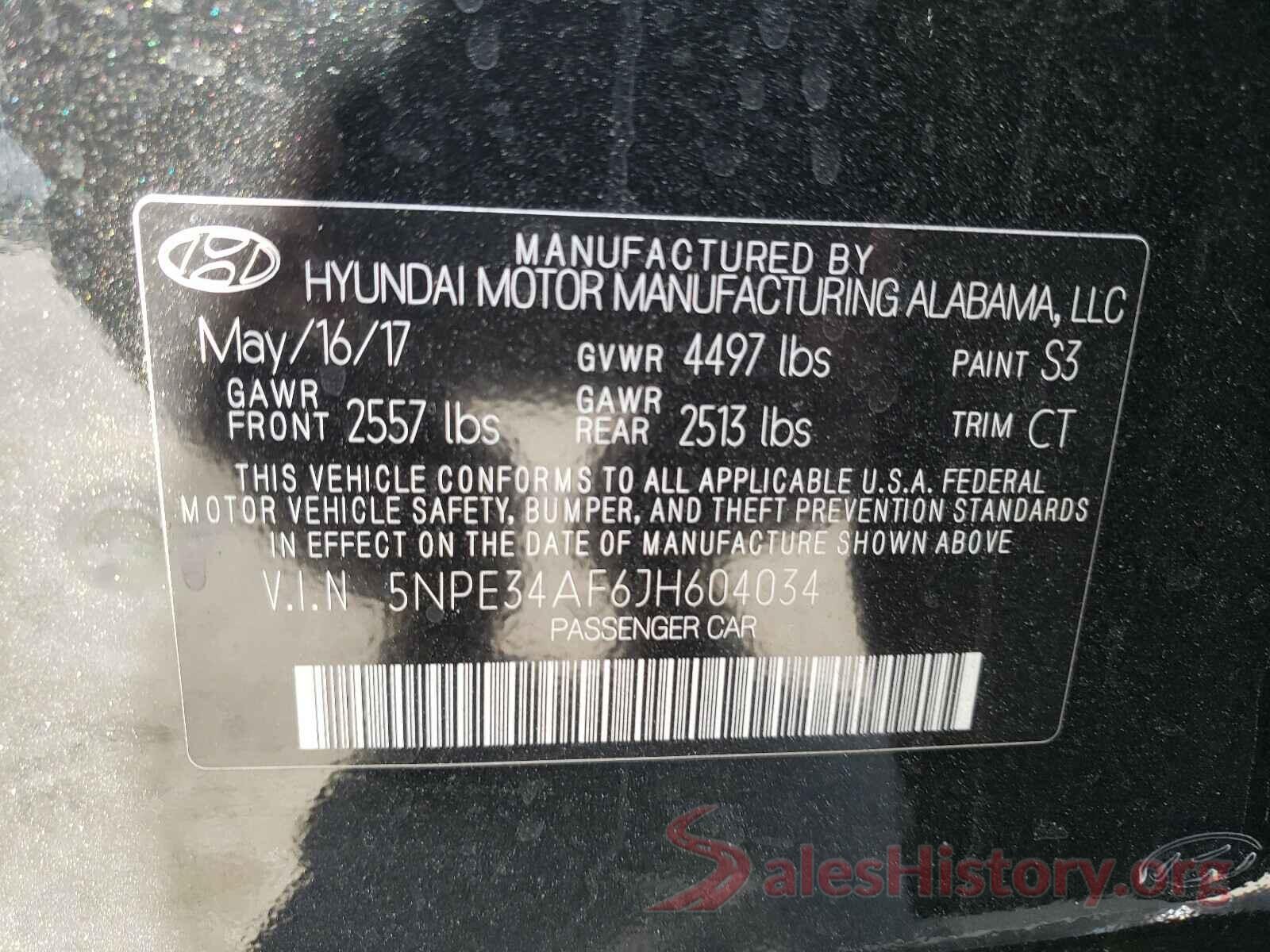 5NPE34AF6JH604034 2018 HYUNDAI SONATA