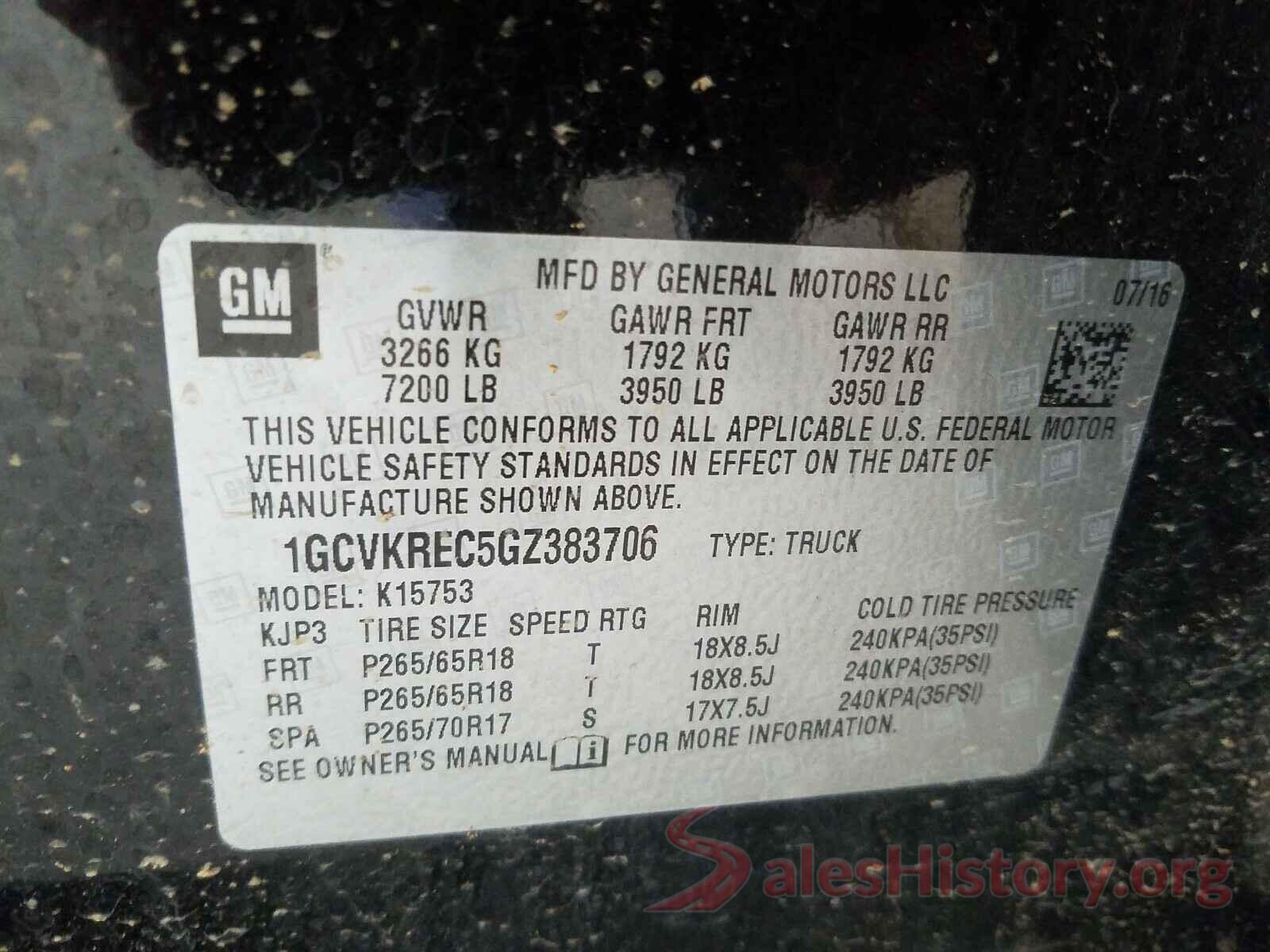 1GCVKREC5GZ383706 2016 CHEVROLET SILVERADO