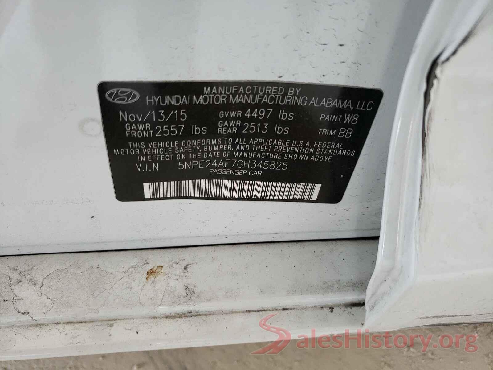 5NPE24AF7GH345825 2016 HYUNDAI SONATA