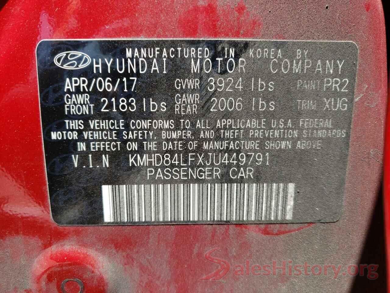 KMHD84LFXJU449791 2018 HYUNDAI ELANTRA