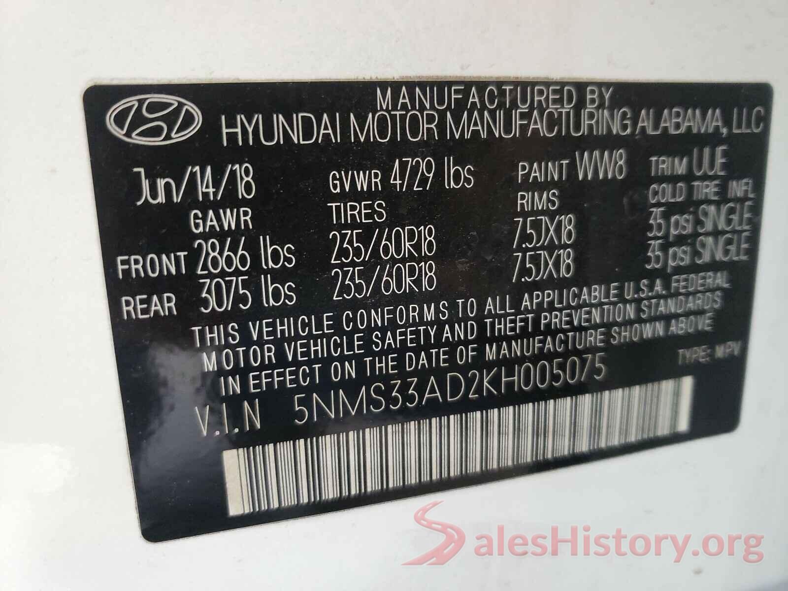 5NMS33AD2KH005075 2019 HYUNDAI SANTA FE