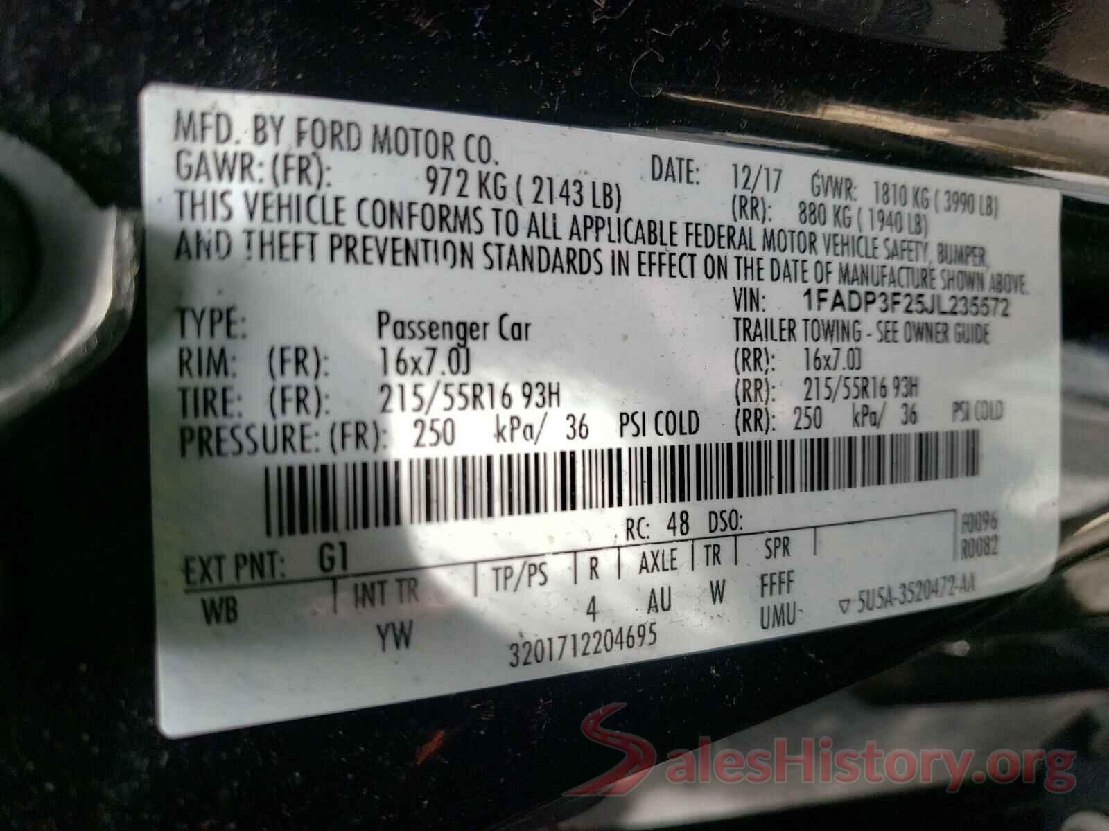 1FADP3F25JL235572 2018 FORD FOCUS