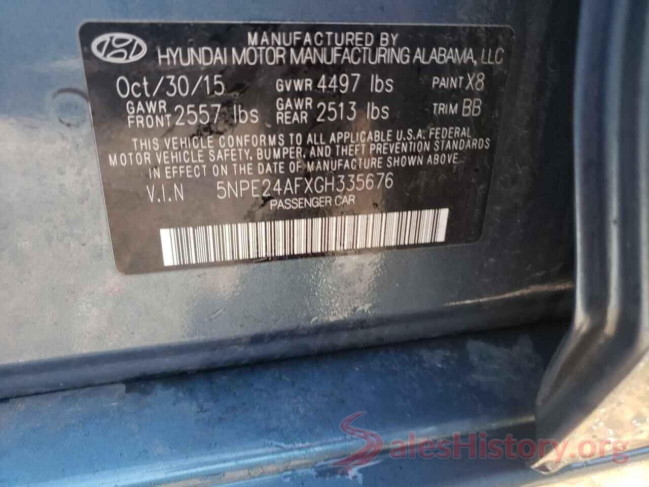 5NPE24AFXGH335676 2016 HYUNDAI SONATA