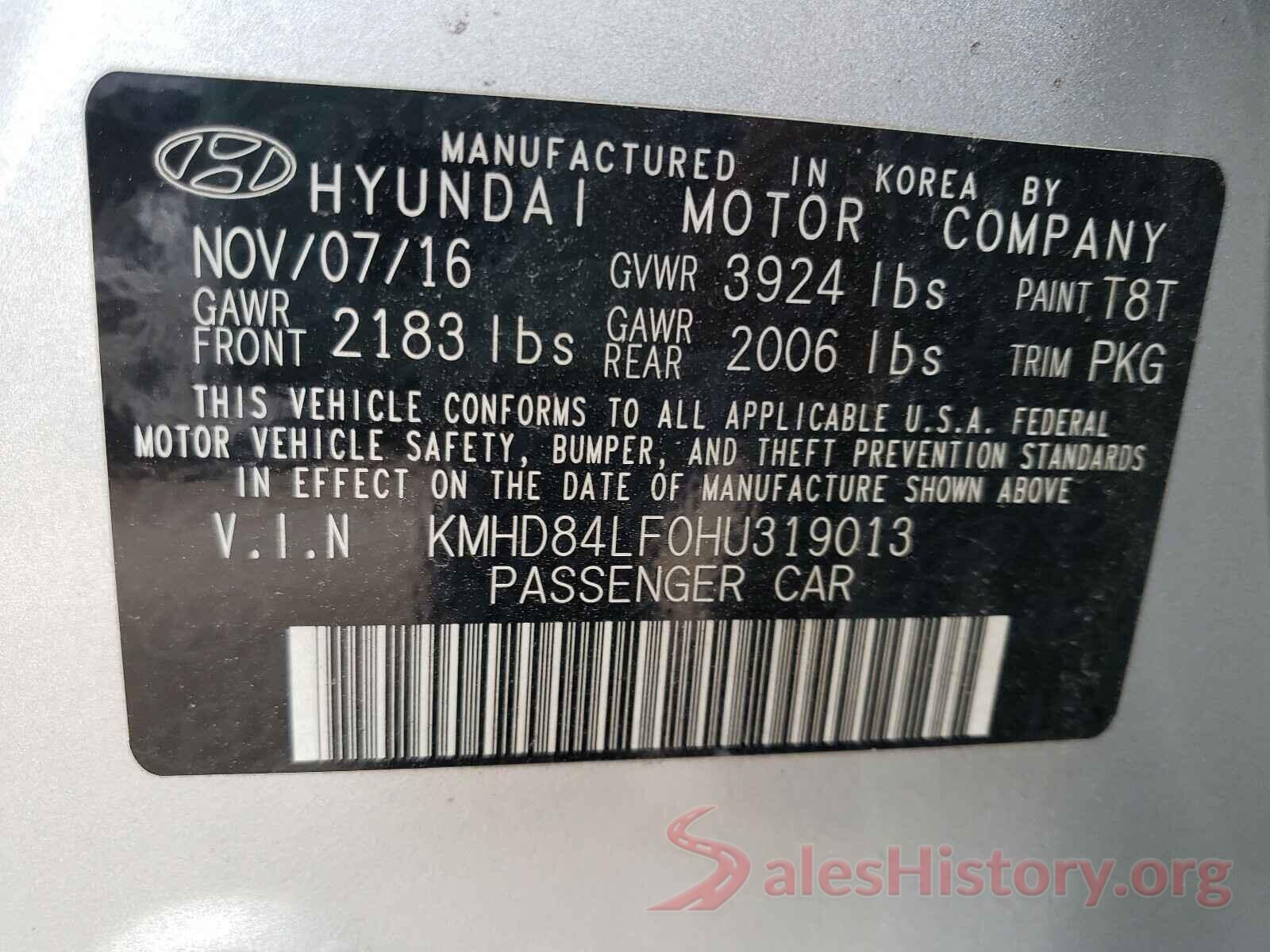 KMHD84LF0HU319013 2017 HYUNDAI ELANTRA