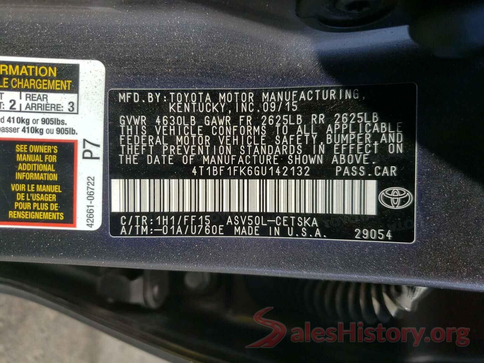 4T1BF1FK6GU142132 2016 TOYOTA CAMRY