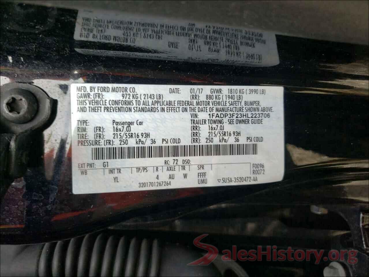 1FADP3F23HL223706 2017 FORD FOCUS