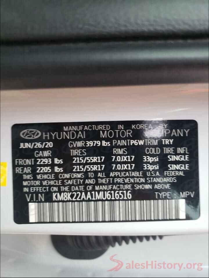 KM8K22AA1MU616516 2021 HYUNDAI KONA